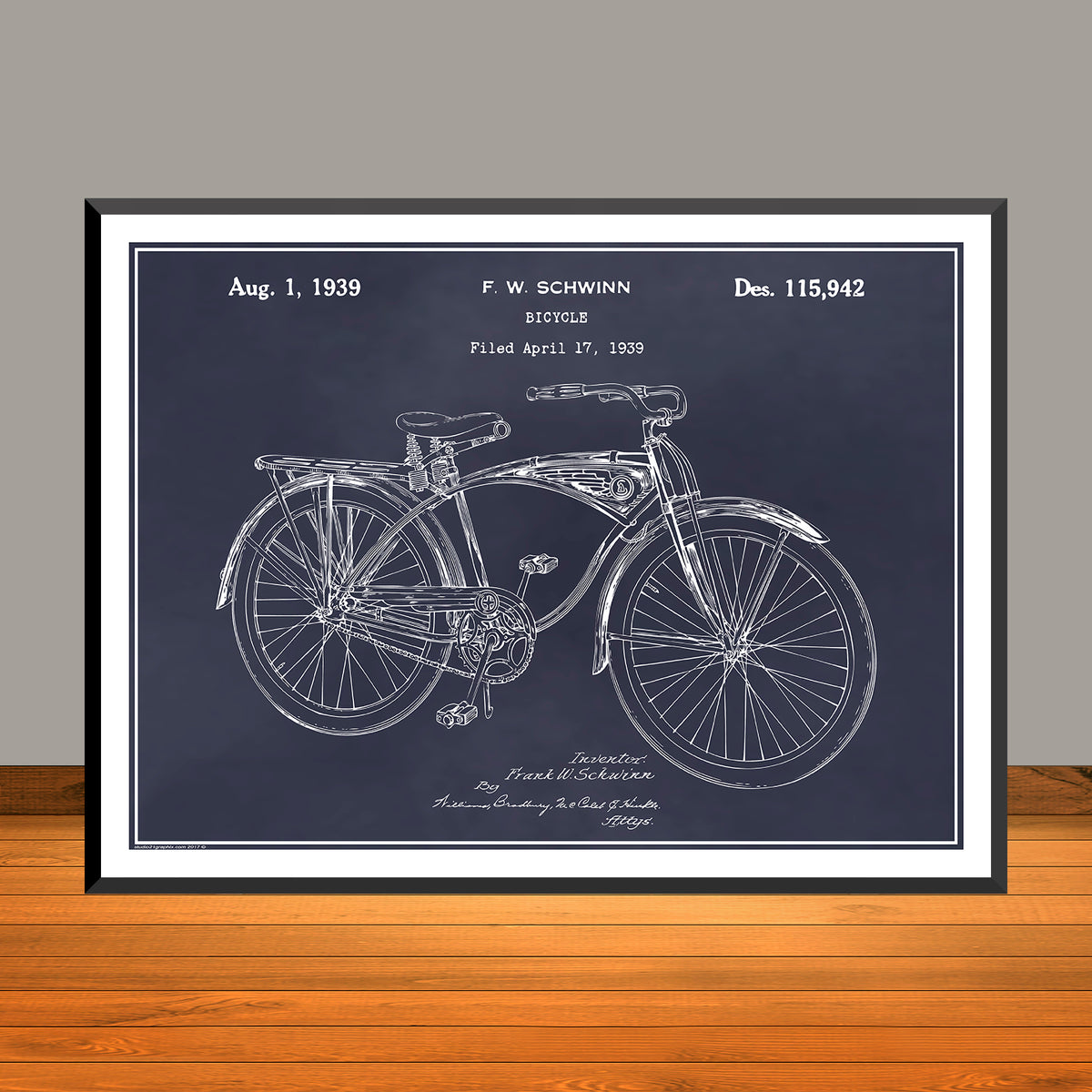 1939 schwinn bicycle Horizontal Patent Print Cargo Bike Fusion19™ Swimbait Hooks | Color:Flats Blue