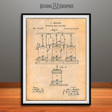 1873 Louis Pasteur Brewing Beer and Ale Patent Print Antique Paper