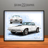1967 Chevrolet Corvette Muscle Car Art Print White with Black Hood by Rudy Edwards