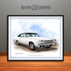 White and Black 1970 Chevrolet Monte Carlo Muscle Car Art Print by Rudy Edwards