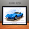 Blue 1976 Chevrolet Corvette Muscle Car Art Print by Rudy Edwards