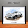 Silver 1976 Chevrolet Corvette Muscle Car Art Print by Rudy Edwards