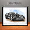 C7 Chevrolet Corvette Muscle Car Art Print, Gray