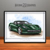 C7 Chevrolet Corvette Muscle Car Art Print, Green