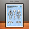 1996 Toy Skeleton Figure Colorized Patent Print Light Blue