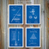Billiards Set Of 4 Patent Prints Blueprint