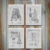 Oil Drilling Rigs Set of 4 Patent Prints Gray