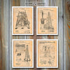 Oil Drilling Rigs Set of 4 Patent Prints Antique Paper