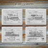 Railroad Set Of 4 Patent Prints Gray