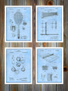 Tennis Set of 4 Patent Prints Light Blue