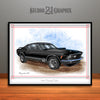 1970 Ford Mustang Mach 1 Muscle Car Art Print, Black