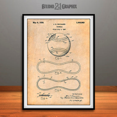 1928 J E Maynard Baseball Patent Print Antique Paper