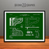 1880 Steinway Grand Piano Forte Patent Print Green