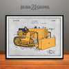 1934 Earth Moving Bulldozer Colorized Patent Print Gray