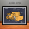 1934 Earth Moving Bulldozer Colorized Patent Print Blackboard