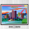Denver POP-ART, Colorado Skyline Watercolor Art Print