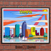 Tampa POP-ART, Florida Skyline Watercolor Art Print