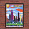 Chicago POP-ART Skyline Watercolor Art Print