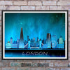 London at Night, England Skyline Watercolor Art Print