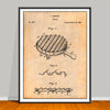1845 Gridiron Patent drawing on an antique paper background, unframed art print. 