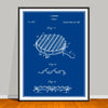 1845 Gridiron Patent drawing on a blue background, unframed art print. 