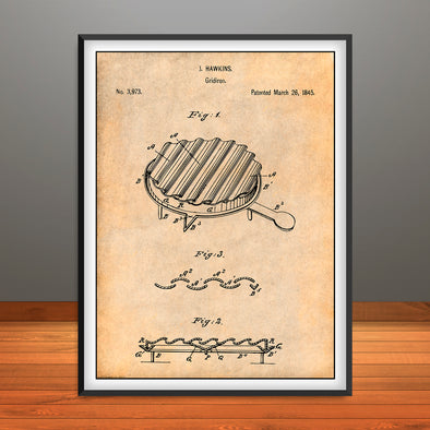 1845 J.  Hawkins Gridiron Patent Print - Unframed