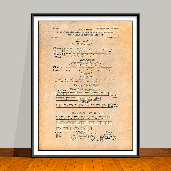 1848 Morse Code Patent Print - UNFRAMED