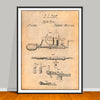 1856 Apple Parer Peeler Patent drawing on an antique paper background, unframed art print.