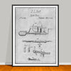 1856 Apple Parer Peeler Patent drawing on a gray background, unframed art print.