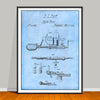 1856 Apple Parer Peeler Patent drawing on a light blue background, unframed art print.