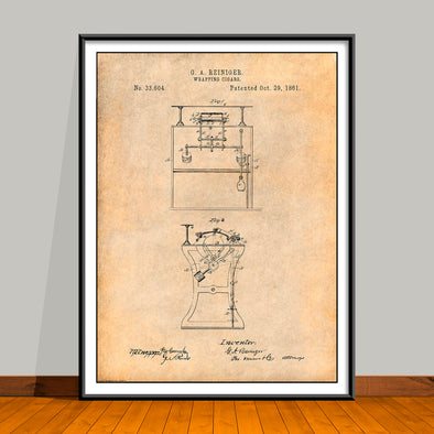 1861 Wrapping Cigars Patent Print - UNFRAMED