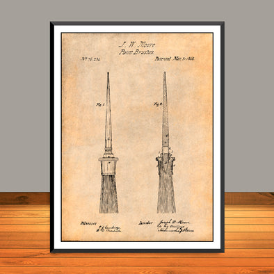 1868 Paint Brush Patent Print - Unframed