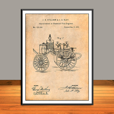 1872 Chemical Fire Engine Patent Print - UNFRAMED