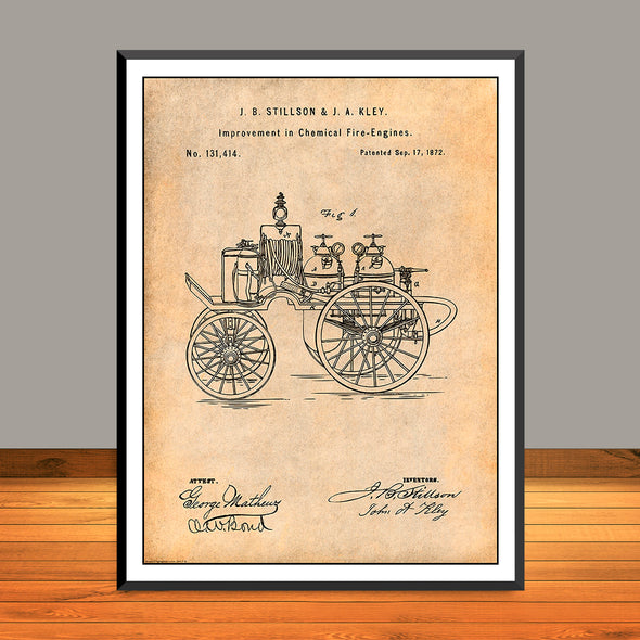 1872 Chemical Fire Engine Patent Print - UNFRAMED
