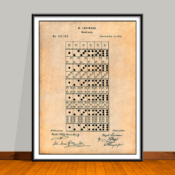 1873 Dominoes Game Patent Print - UNFRAMED