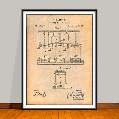 1873 Louis Pasteur Brewing Beer and Ale Patent Print - UNFRAMED