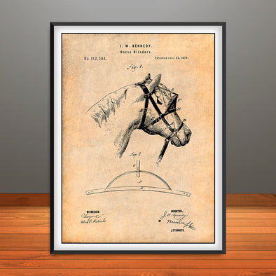 1874 Kennedy Horse Blinders Patent Print - Unframed
