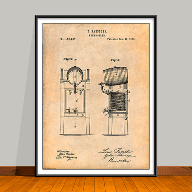 1876 Beer Cooler Patent Print - UNFRAMED