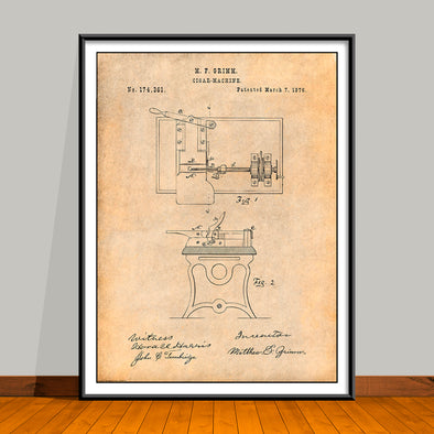 1876 Cigar Machine Patent Print - UNFRAMED