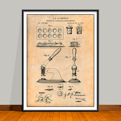 1876 Pharmacist Capsuling Medicine Patent Print - Unframed
