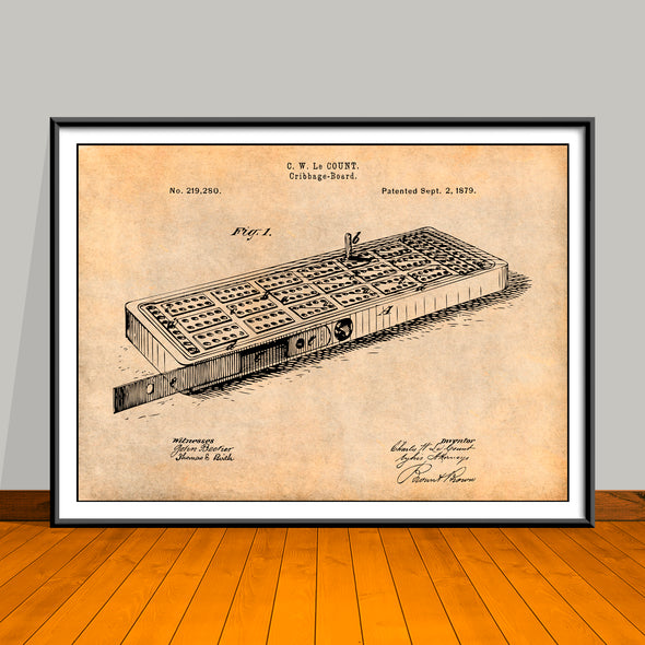 1879 Cribbage Board Patent Print - UNFRAMED