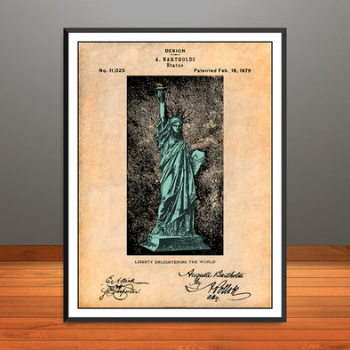 1879 Bartholdi Statute Of Liberty Patent Print - Unframed