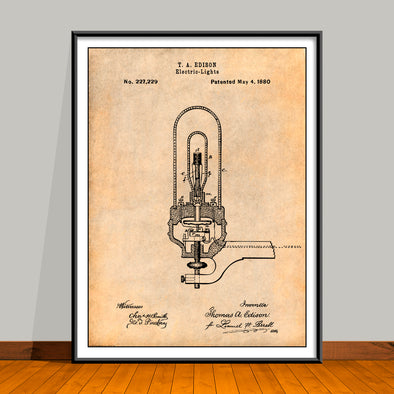 1880 Thomas Edison Electric-Lights Patent Print - Unframed