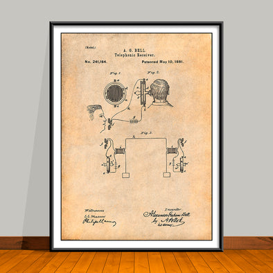 1881 Alexander Graham Bell Telephone Receiver Patent Print - UNFRAMED