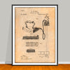 1882 Electric Flat Iron patent drawing on an antique paper background, unframed art print.