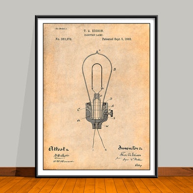 1882 Edison Bulb Patent Print - UNFRAMED