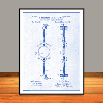 1882 J. Tregoning & L.H. Latimer Electric Lamps Patent Print - Unframed