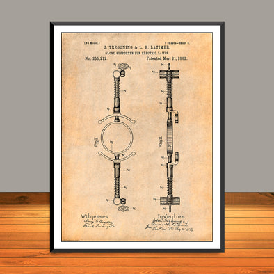 1882 J. Tregoning & L.H. Latimer Electric Lamps Patent Print - Unframed