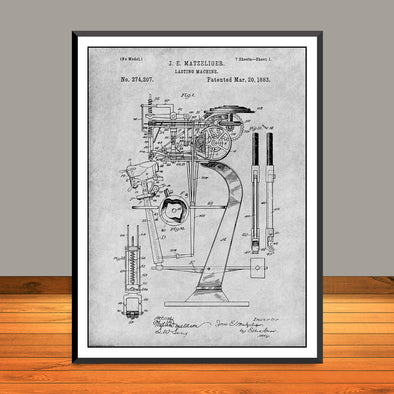 1883 J.E. Matzeliger Lasting Machine Patent Print - Unframed