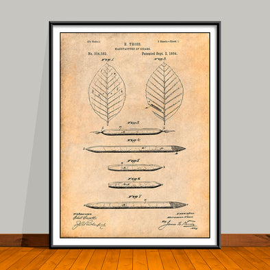 1884 Manufacture of Cigars Patent Print - UNFRAMED